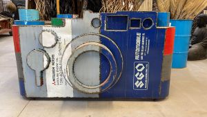 Vintage metal camera balie old barrels 175x65x95 cm